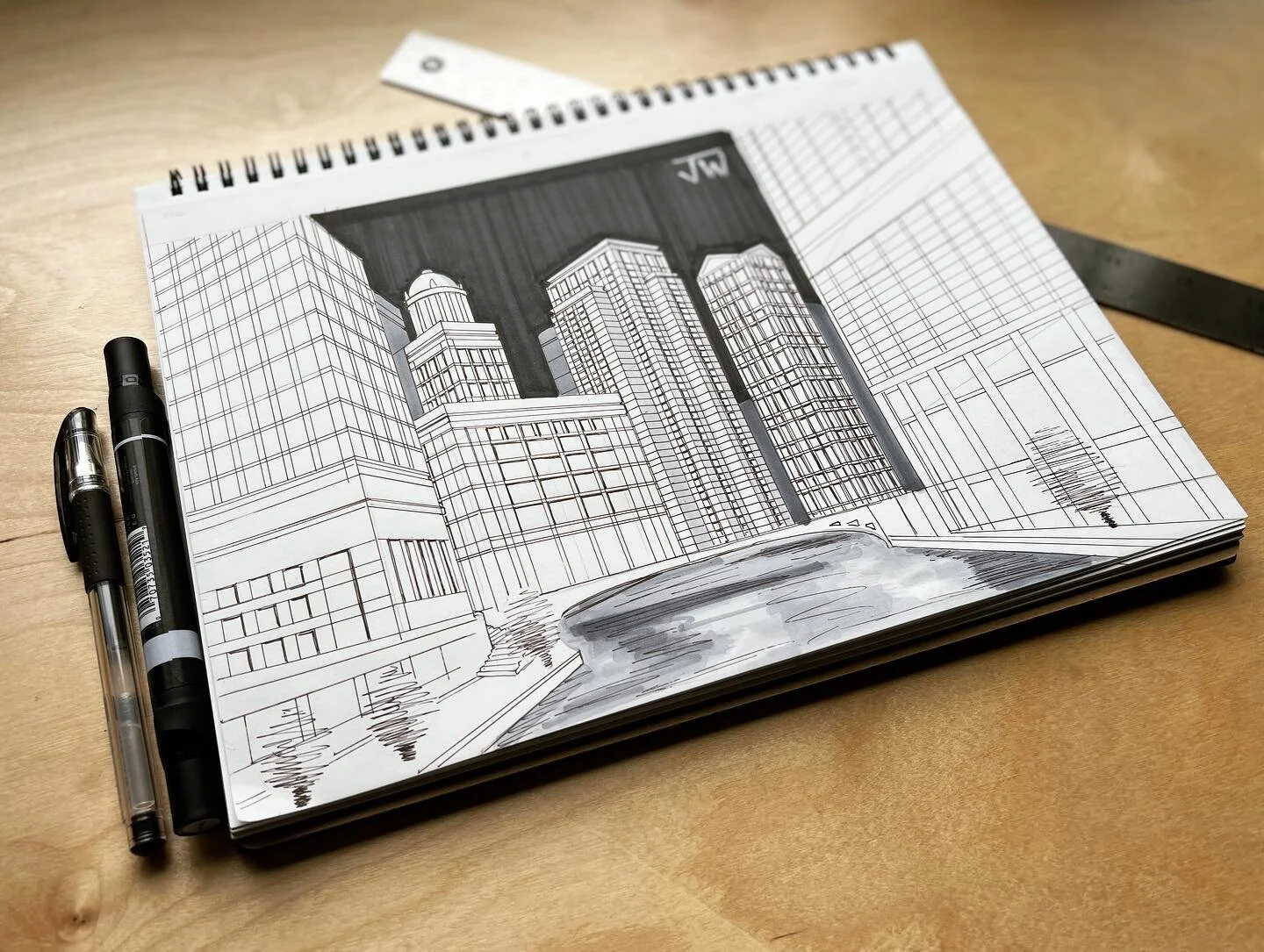 I have a newfound respect for my architect friends. My patience was tested.

#cityscape #productdesign #productsketch #designsketch #id #idsketch #idsketching #sketch #sketching #industrialdesign #dailysketch #prismacolor #marker #ballpointpen #ballp