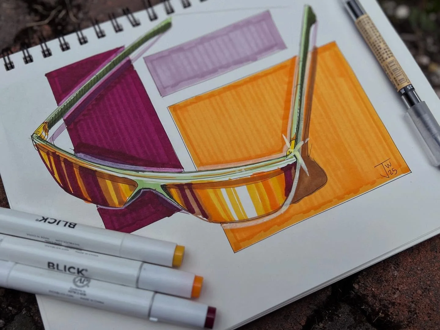 Here some shades in honor of the end of Summer.

#productdesign #productsketch #designsketch #id #idsketch #idsketching #sketch #sketching #industrialdesign #sharpie #dailysketch #prismacolor #marker #sunglasses