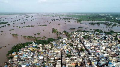 Flooding in the city of Jamkhandi in southwestern India in August. STR/AFP/GETTY IMAGES