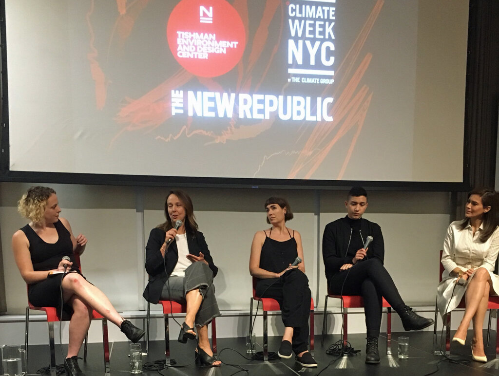 (Left to Right) Emily Atkin, Genevieve Guenther, Meehan Crist, Arielle Duhaime Ross, Vanessa Hauc (photo: @fossilfreeca , Twitter)