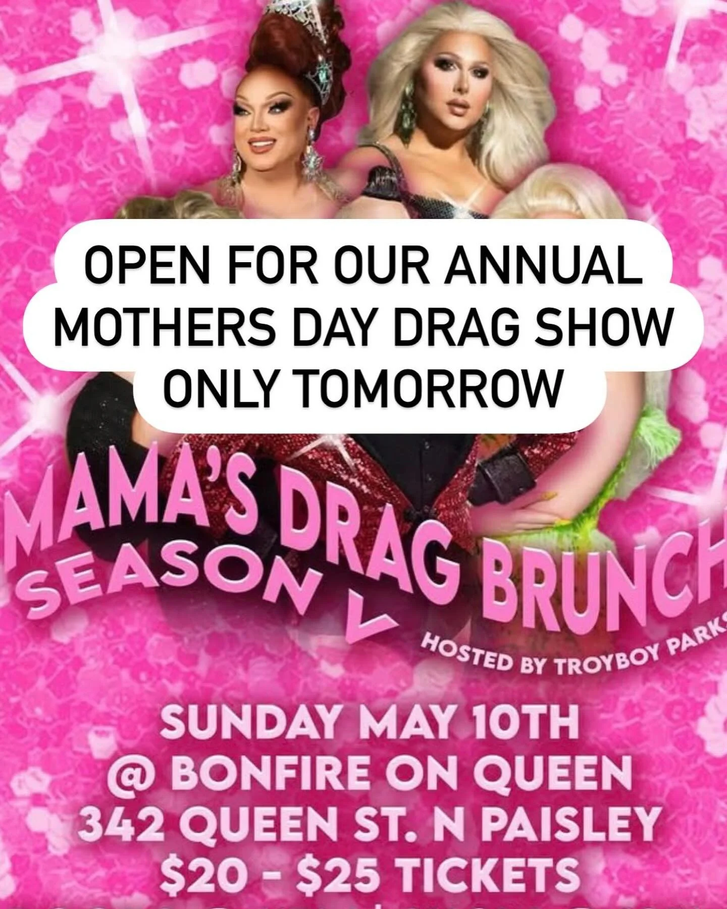 Our annual Mother&rsquo;s Day drag brunch is on tomorrow.
This takes a lot and we simply do not have the staff to do a brunch and dinner at this time.
Please when calling today id ask that you show some civility to my people answering the phone, it&r