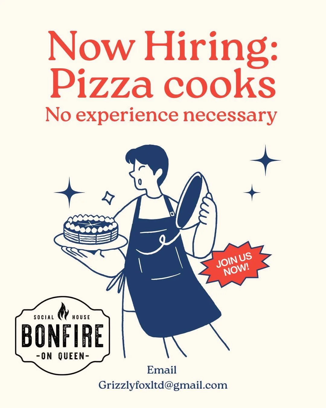 We're looking for a couple of part time pizza cooks to join our team.
Nights and weekends.
Full training given.
#bonfireonqueen #paisleyontario #employment