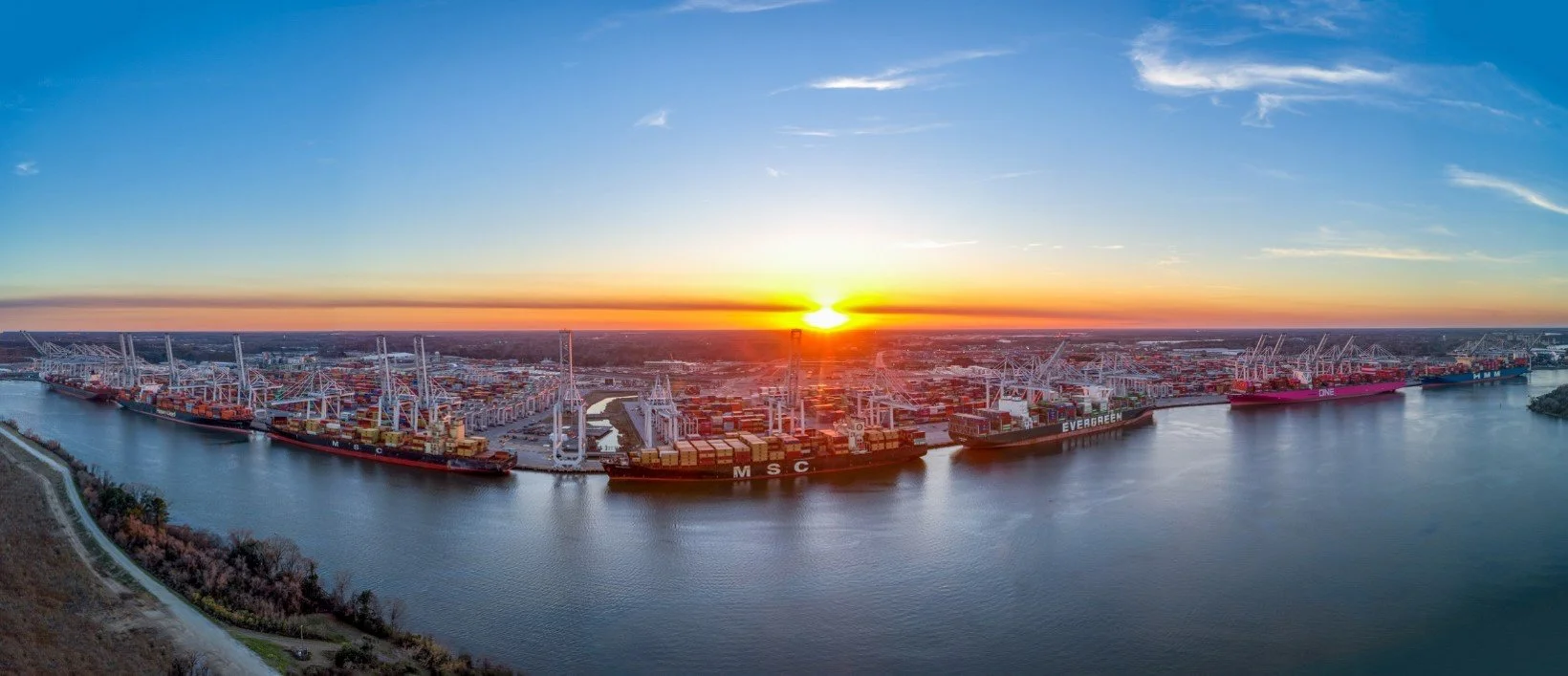 GPA at Sunset on the Savannah River in Georgia, USA