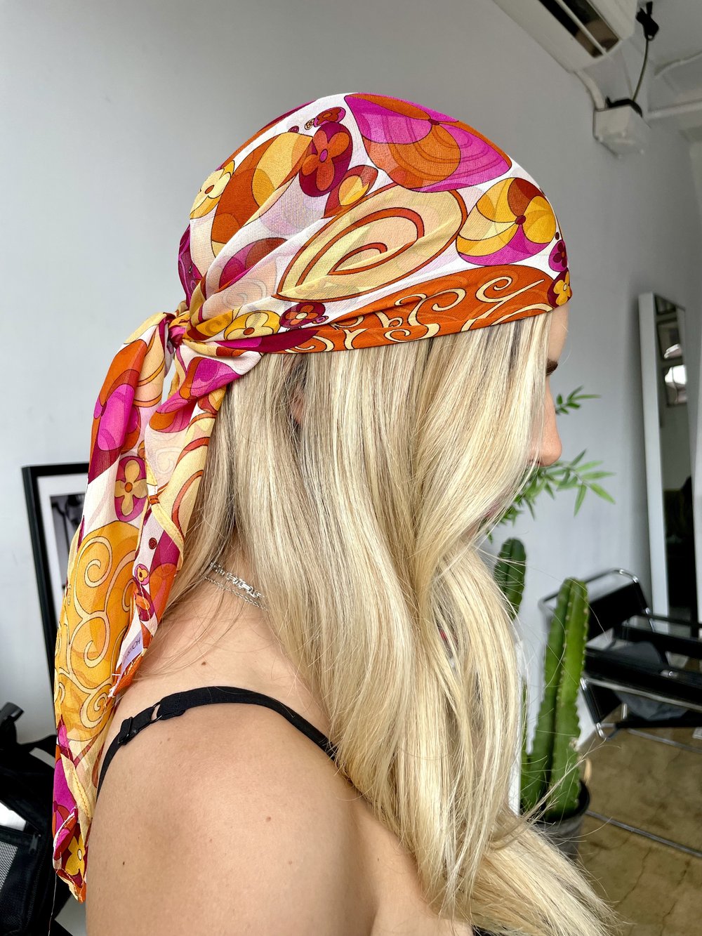 Pink Yellow Orange Silk Headscarf — HOUSE OF BRAID
