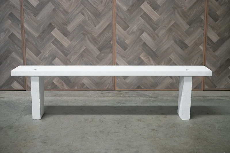 Simple White Bench Seats — Maisey Event Hire - Main Image