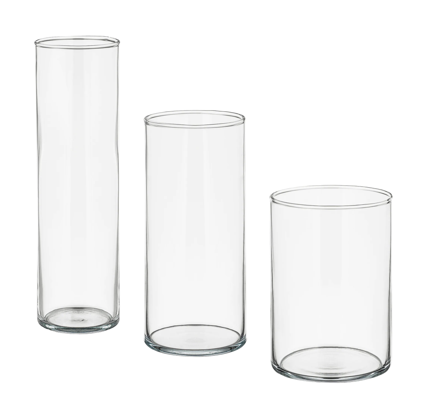 Tall Clear Glass Candle Holders — Maisey Event Hire