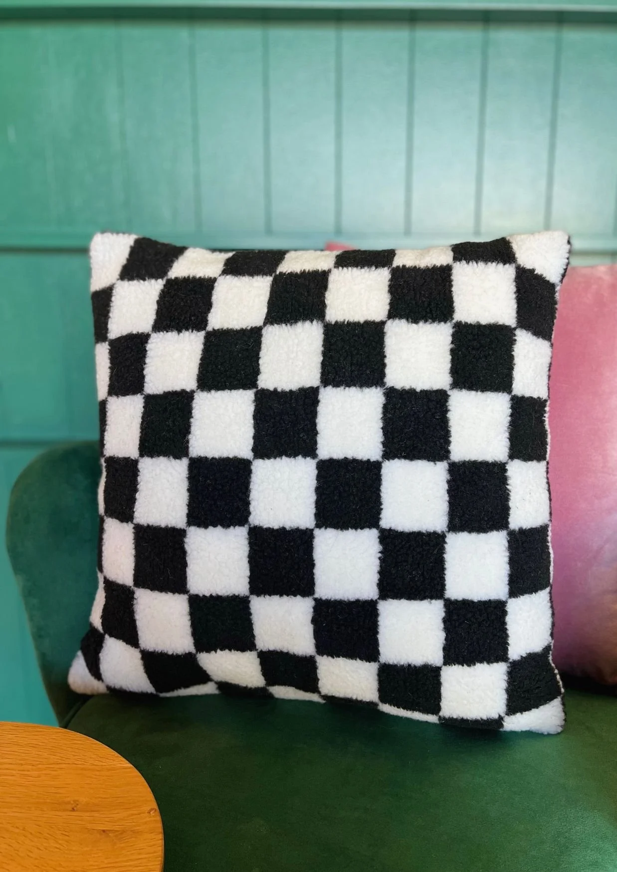 Black & White Square Fluffy Cushion