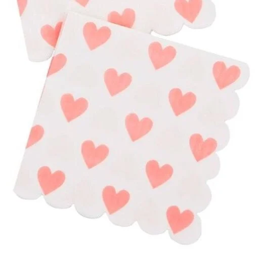 Pink Heart Scalloped Napkins