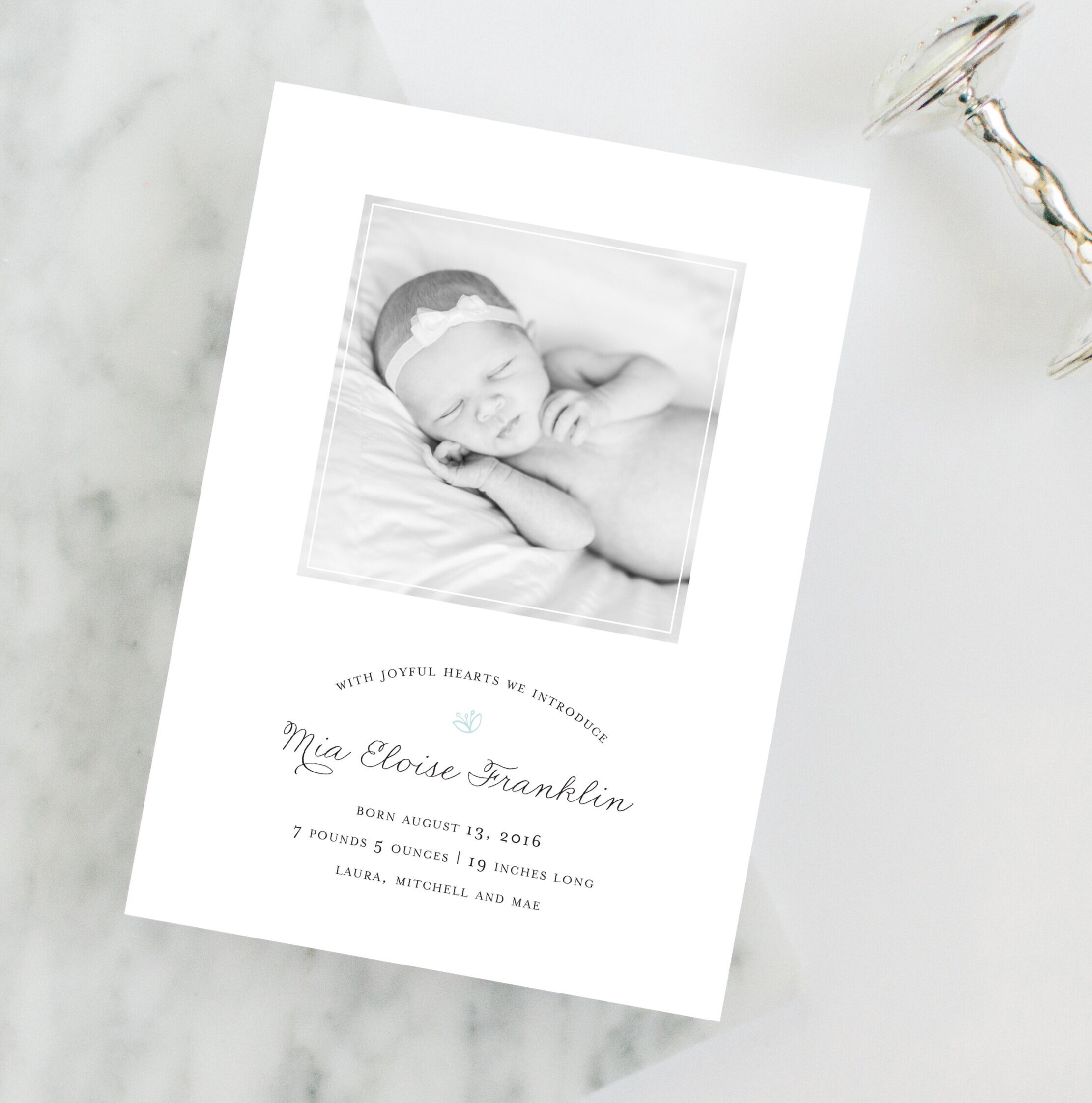 French Blue Birth Announcement