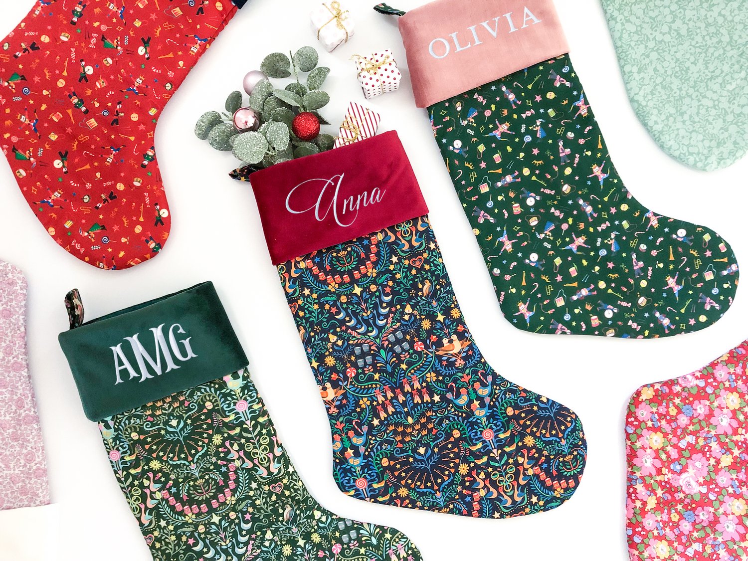 12 Days of Christmas Green Liberty of Christmas Stocking — Abbey Luby