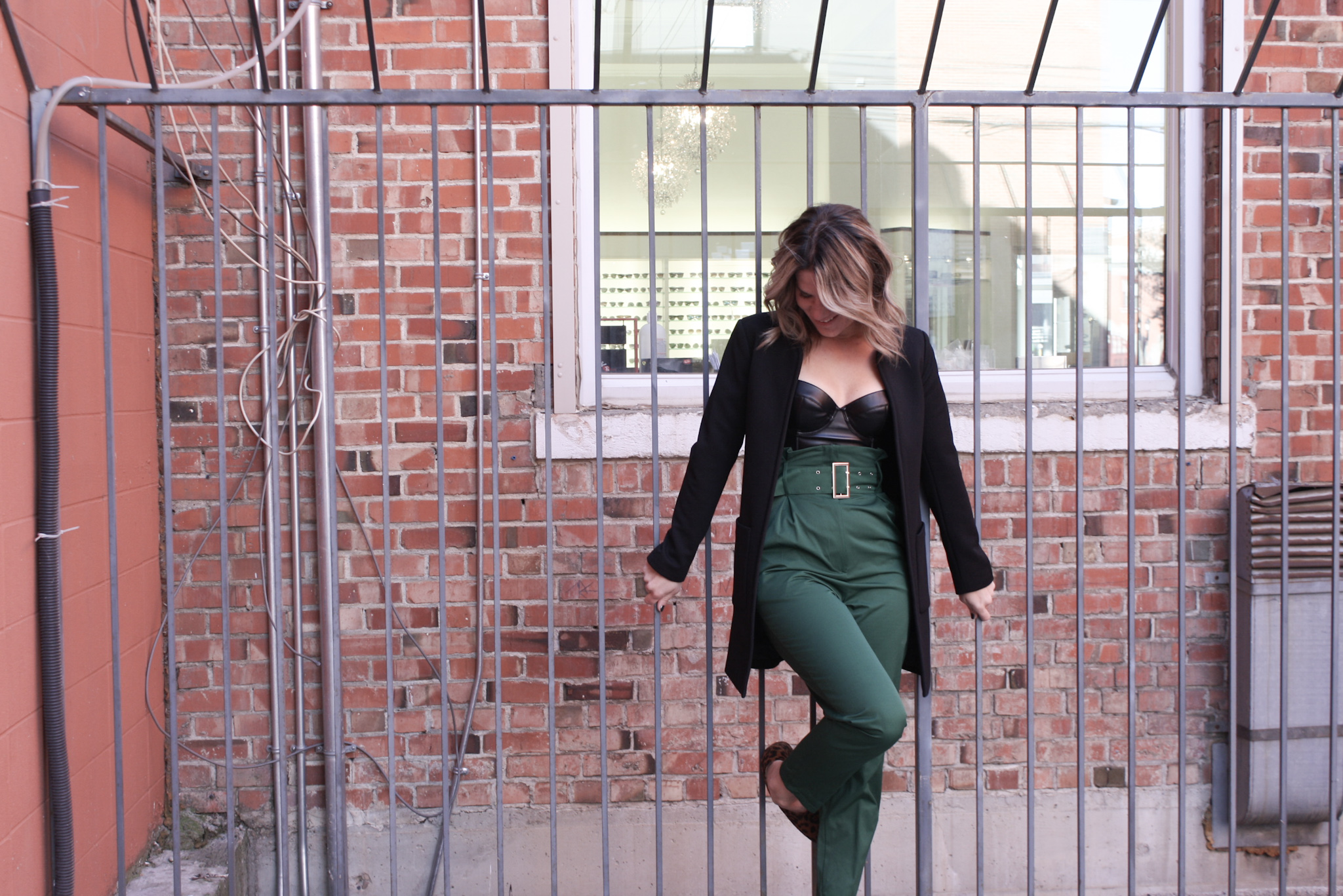 Fabulous Green Pant + Leather Bralette: