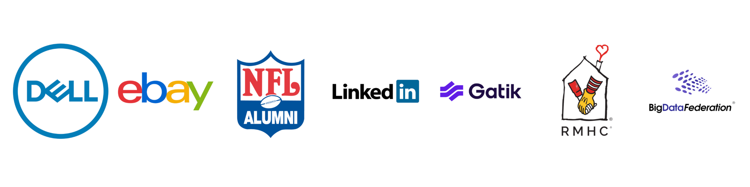 A collection of logos including Dell, eBay, Netflix, LinkedIn, Gatik, a household or industrial worker with tools, and a factory with smokestacks.