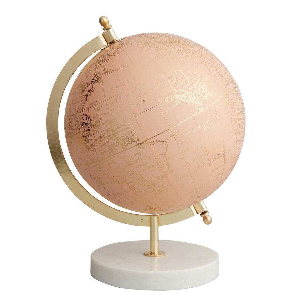 Blush Pink Globe on Marble Stand