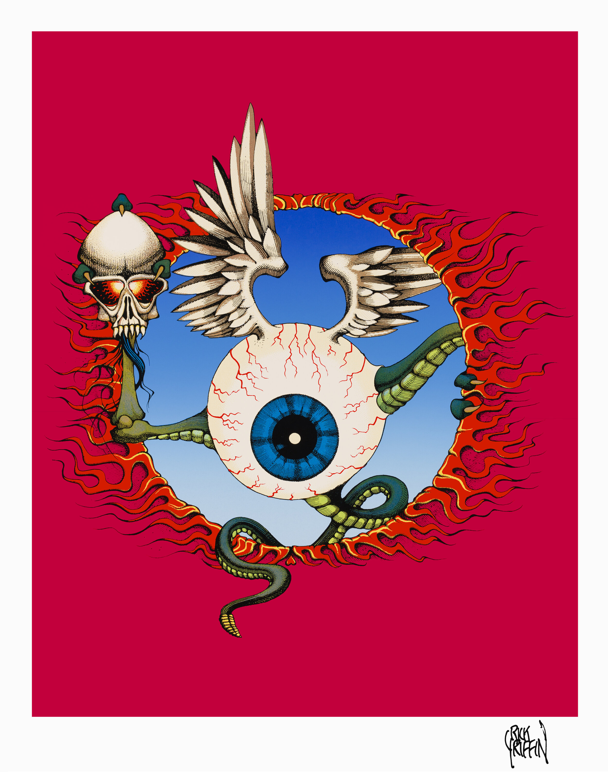 Jimi Hendrix  Flying Eyeball Rick Griffin 1968 Original Authorized Limited 1000 