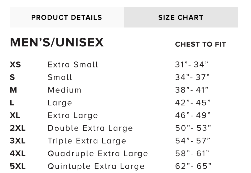 Unisex Hoodie Men's Medium Hoodie Size Chart Size Chart - Main Image