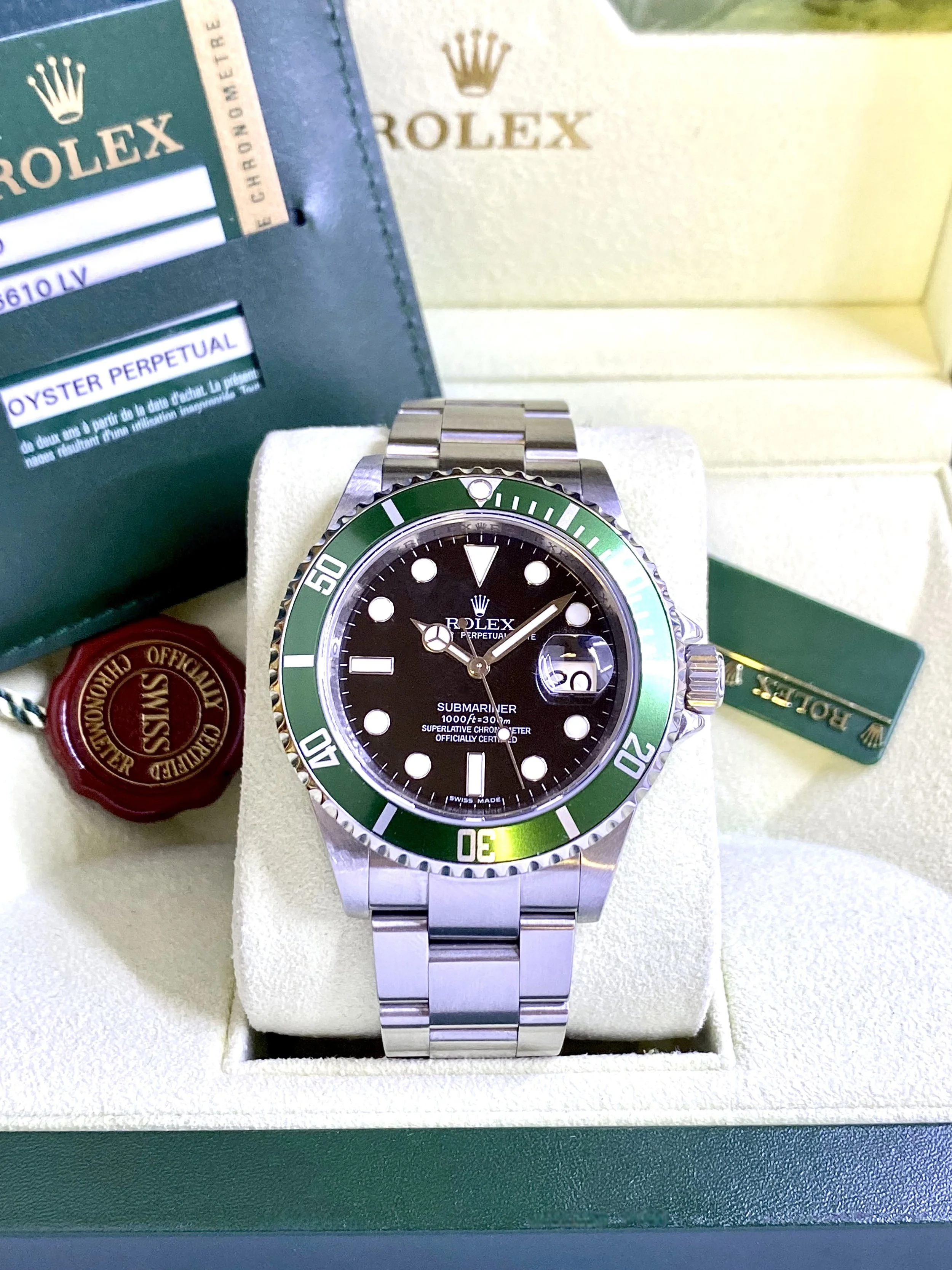 Rolex Submariner 50th Anniversary #16610LV  "Kermit" - Complete Set