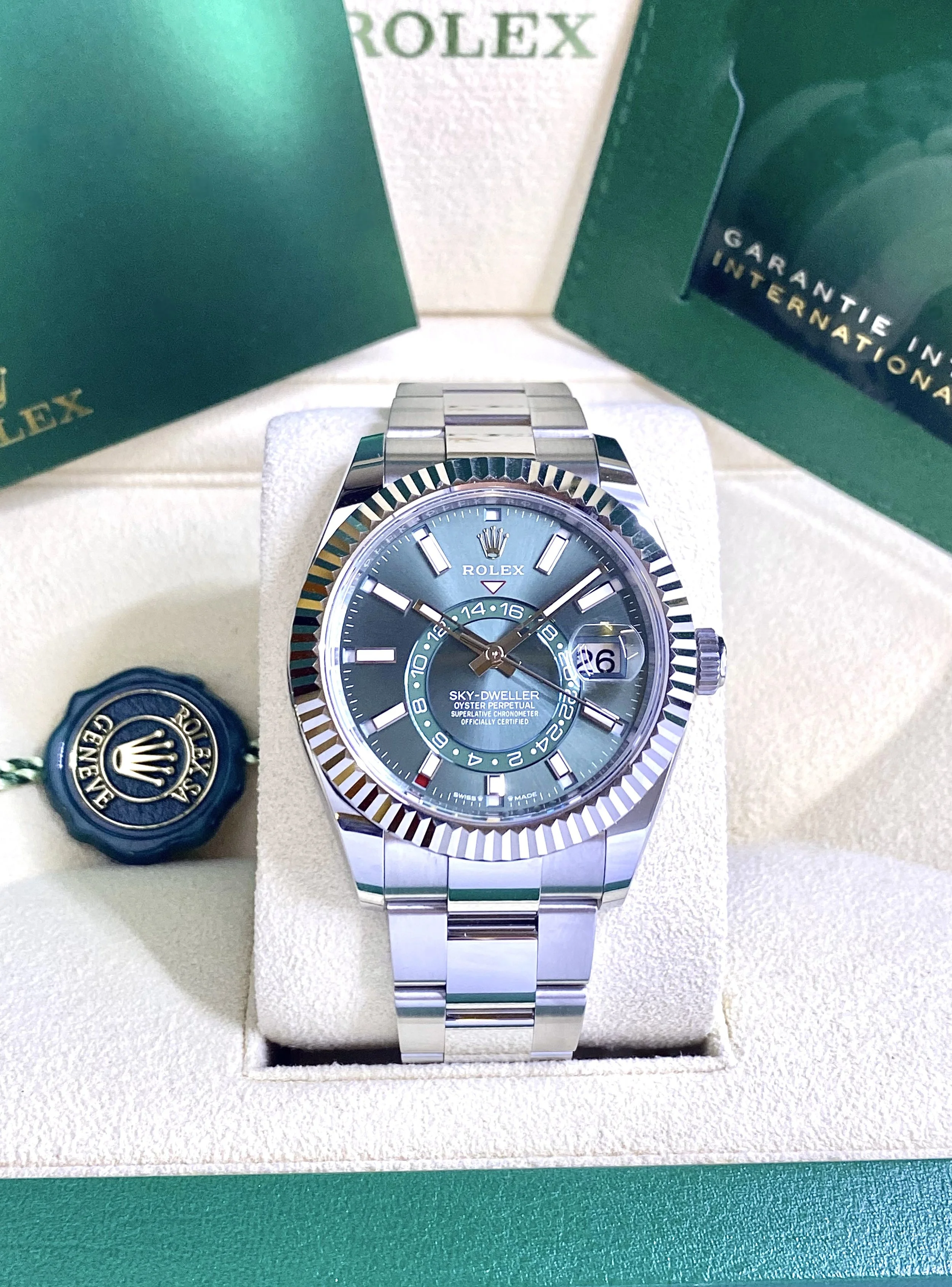2025 Rolex Sky-Dweller #336934 - Green Dial - Box & Papers