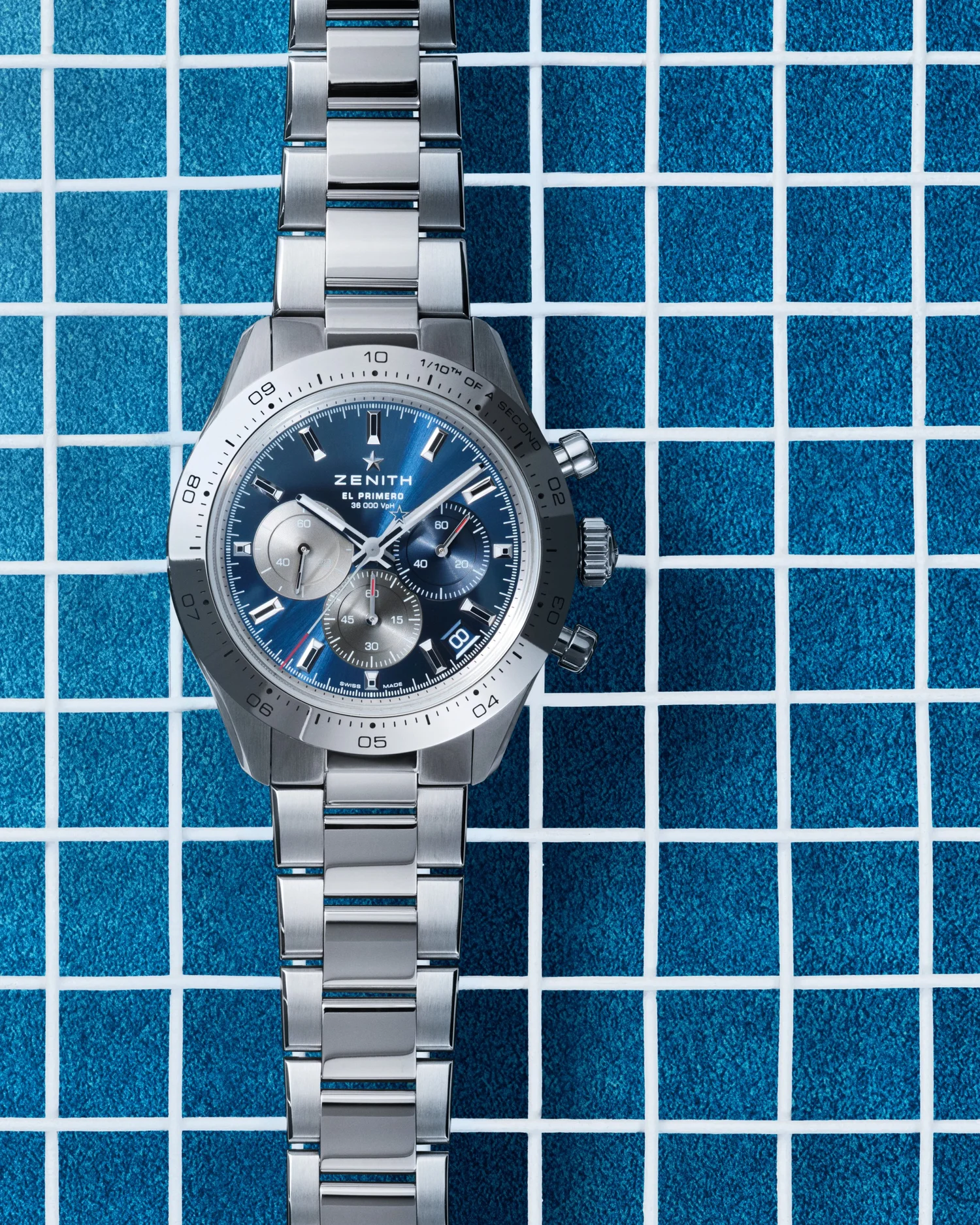 Bracelet De Montre Zenith En Acier - Largeur 14 Mm - Argenté - Occasion