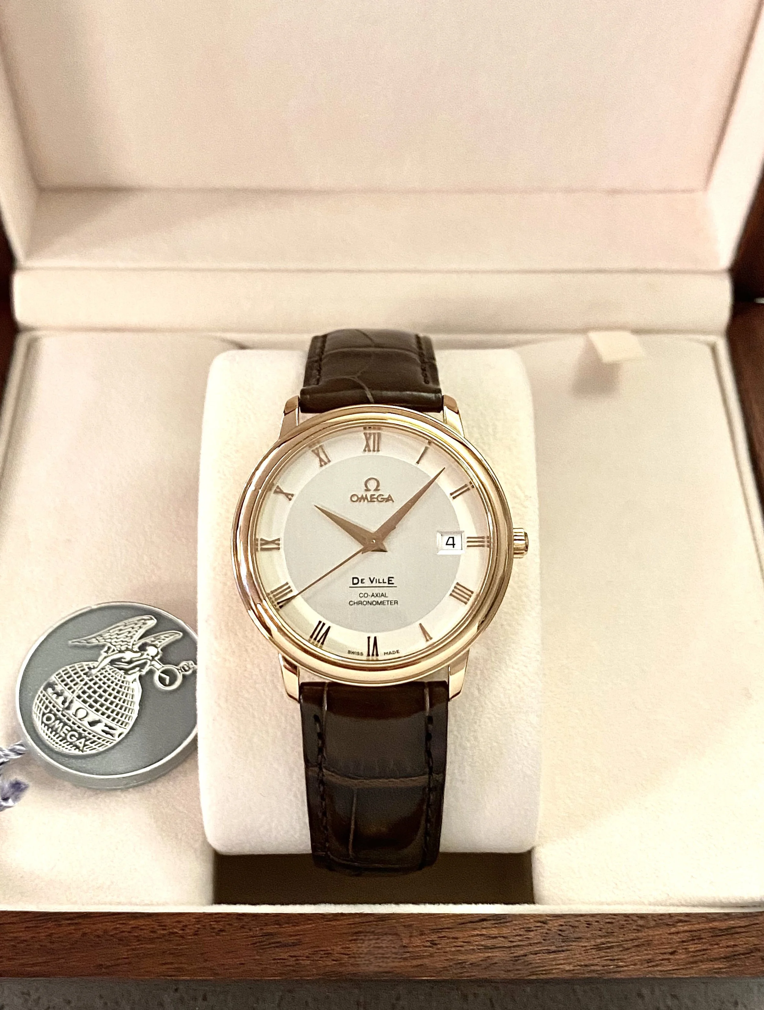 Omega De Ville Prestige Co-Axial Chronometer - Solid 18k Red Gold - Box & Papers