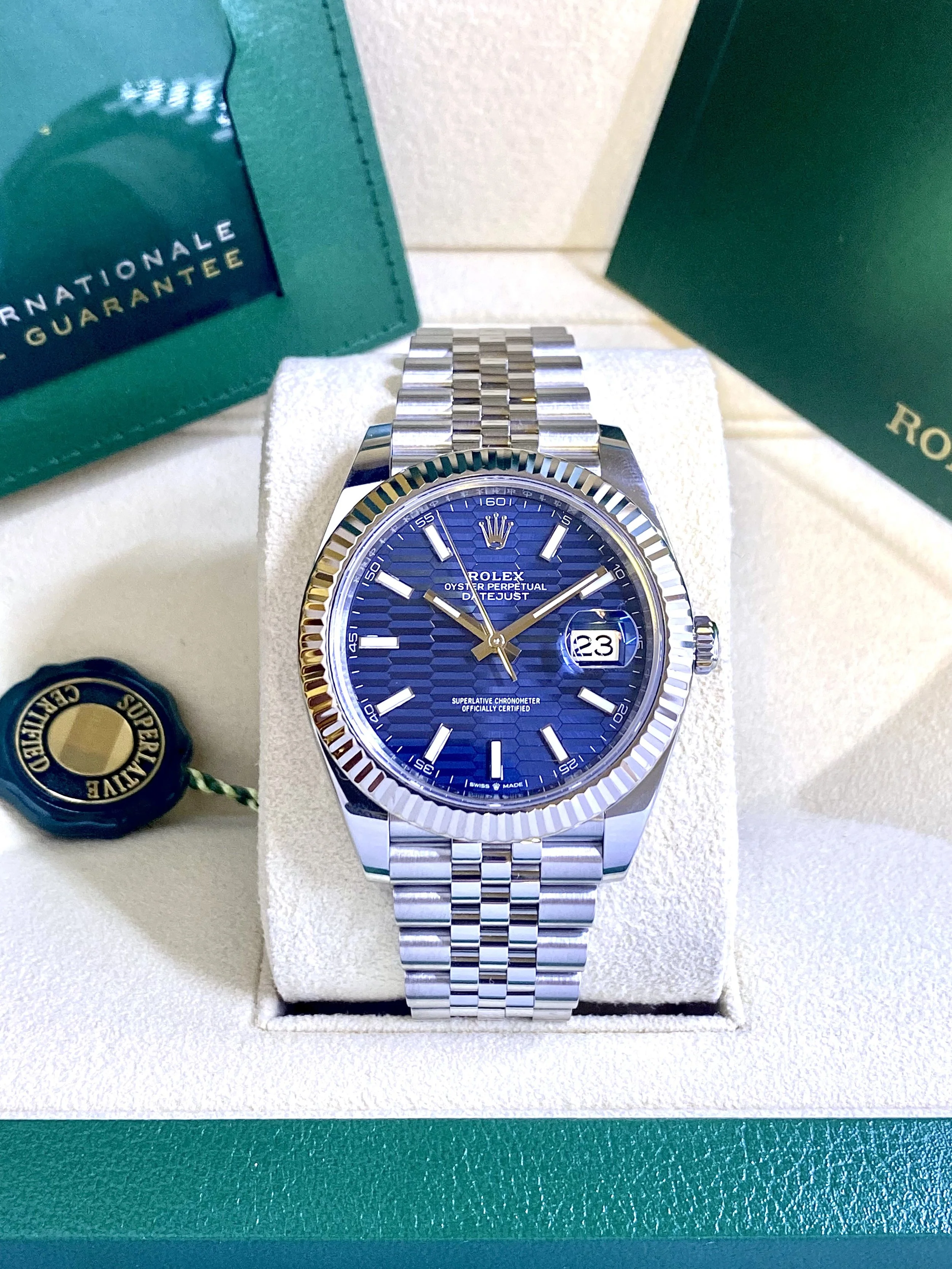 Rolex Datejust 41 #126334 - Rare Blue Motif Dial - Box & Papers