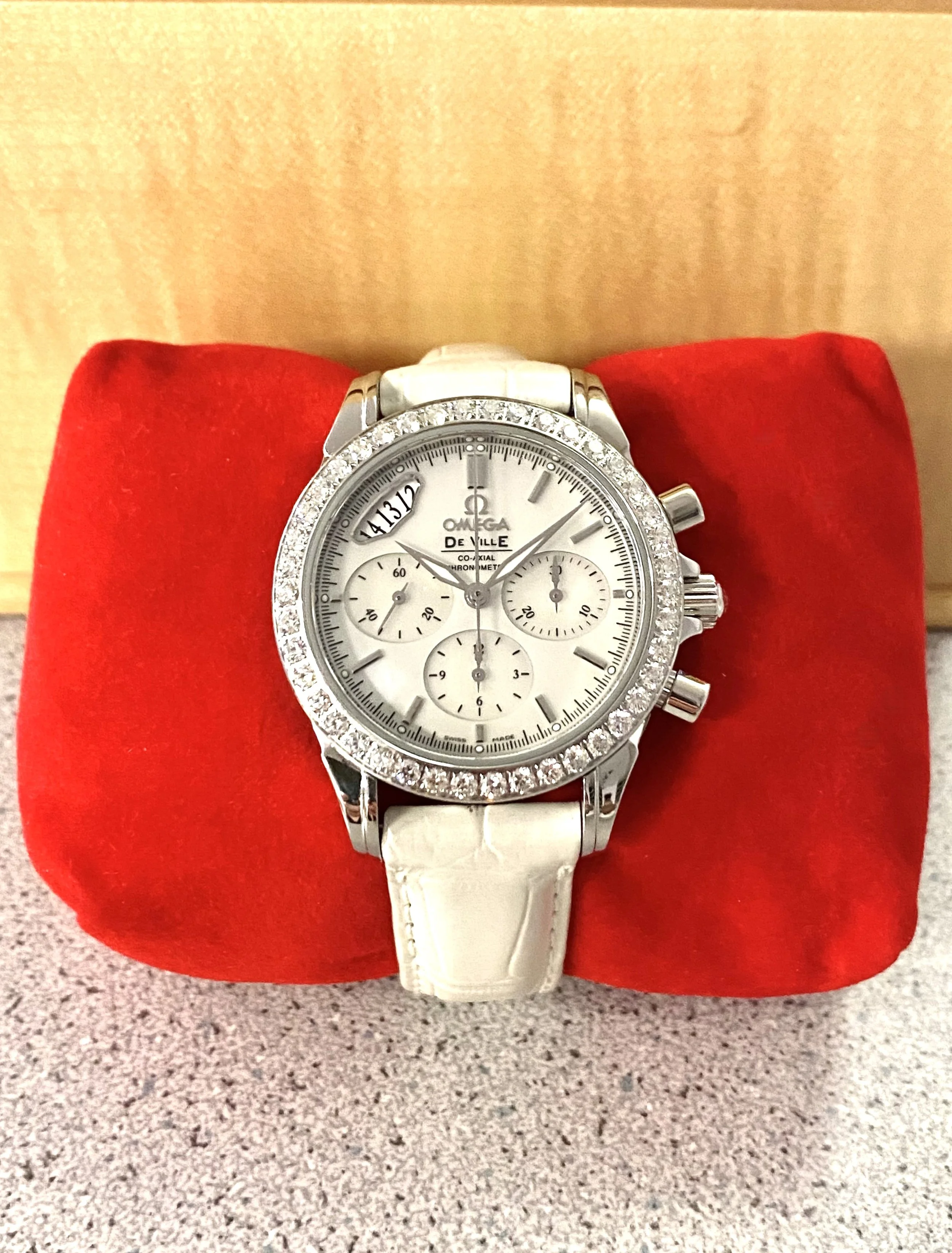 Omega De Ville Chronograph - Factory Diamond Bezel - Box & Papers