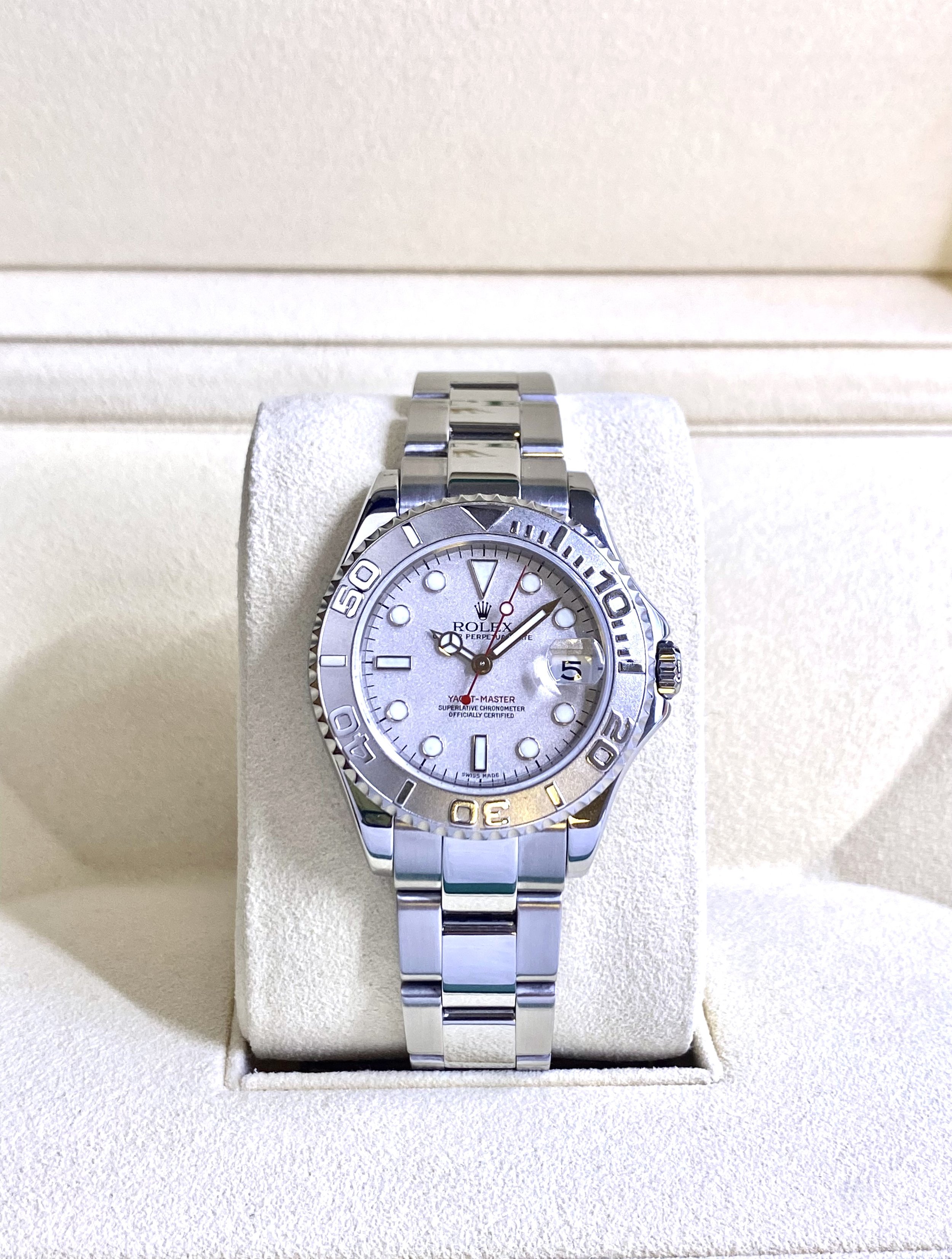 Rolex Yacht-Master 35 #168622 - Box & Papers - Platinum Dial & Bezel!