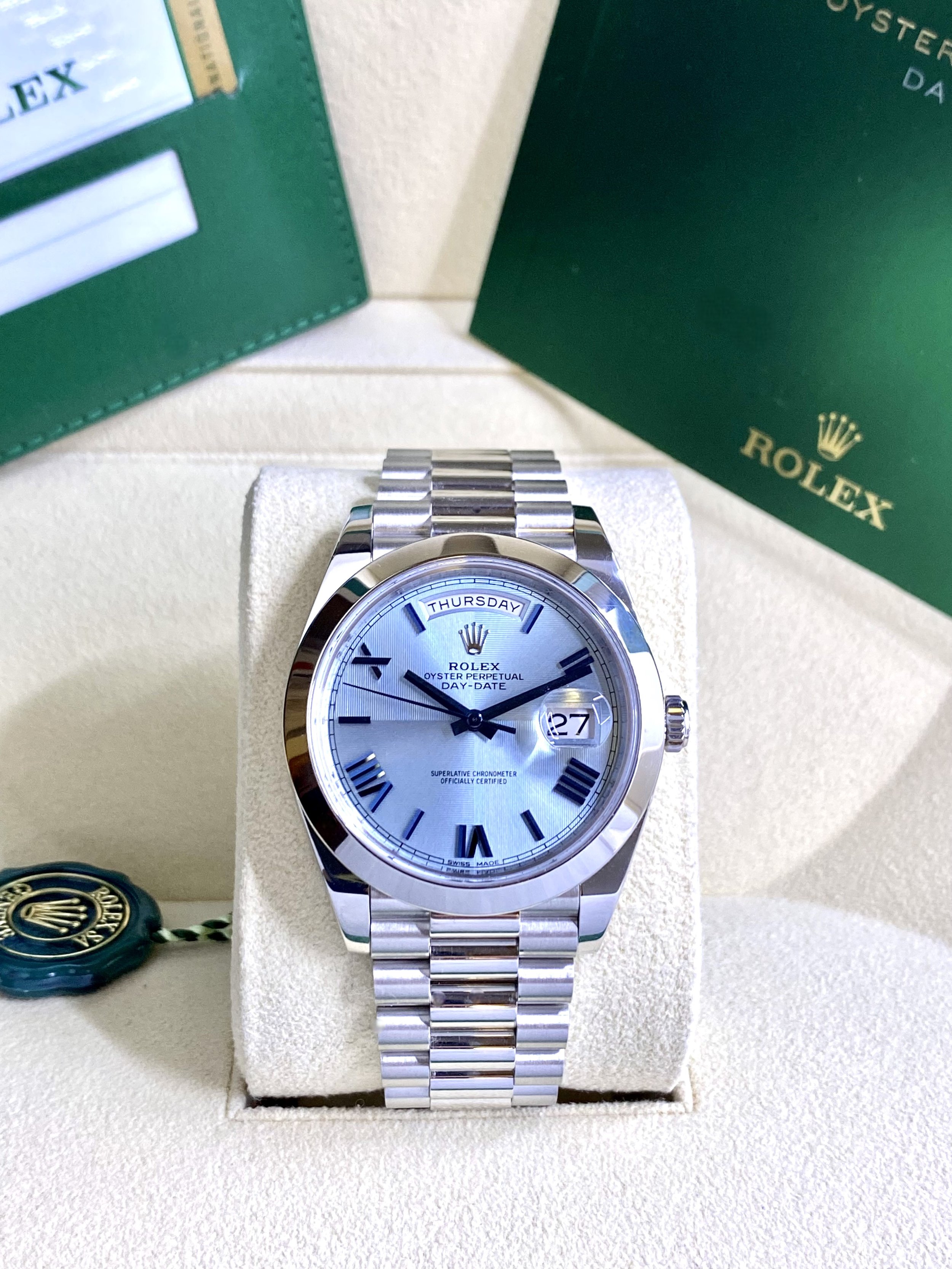 RARE Rolex Day-Date Platinum 228206 - 40mm - Ice Blue - Box & Papers - BY APPT ONLY