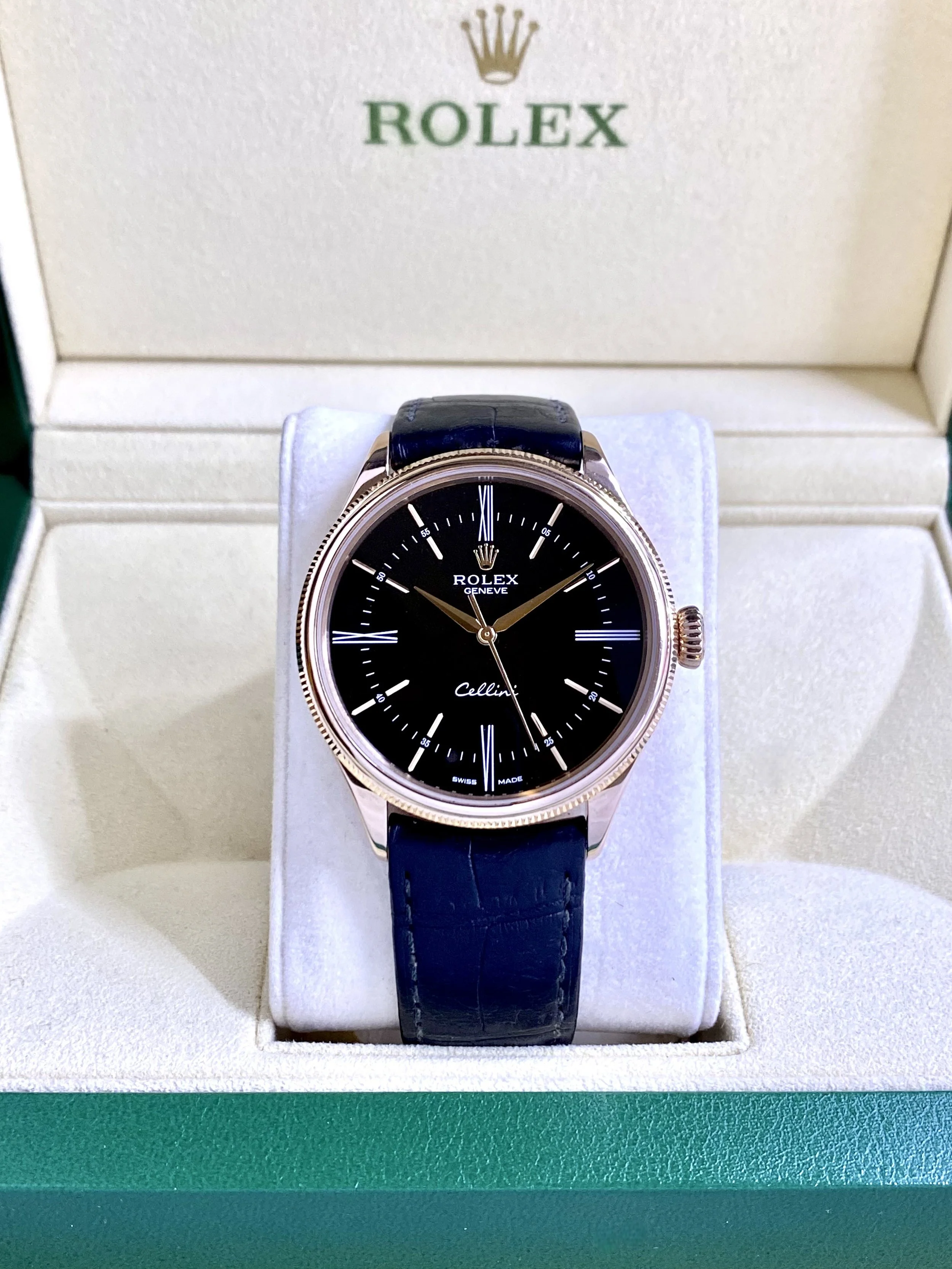 Rolex Cellini #50505 - Box & Manual- Solid 18k Rose Gold