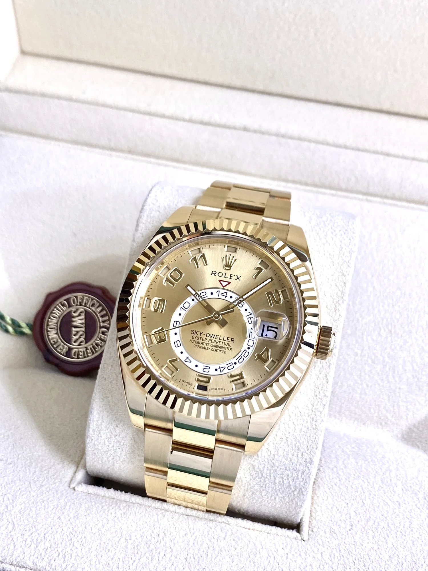 Rolex Sky-Dweller #326938 Solid 18k Yellow Gold Box Papers