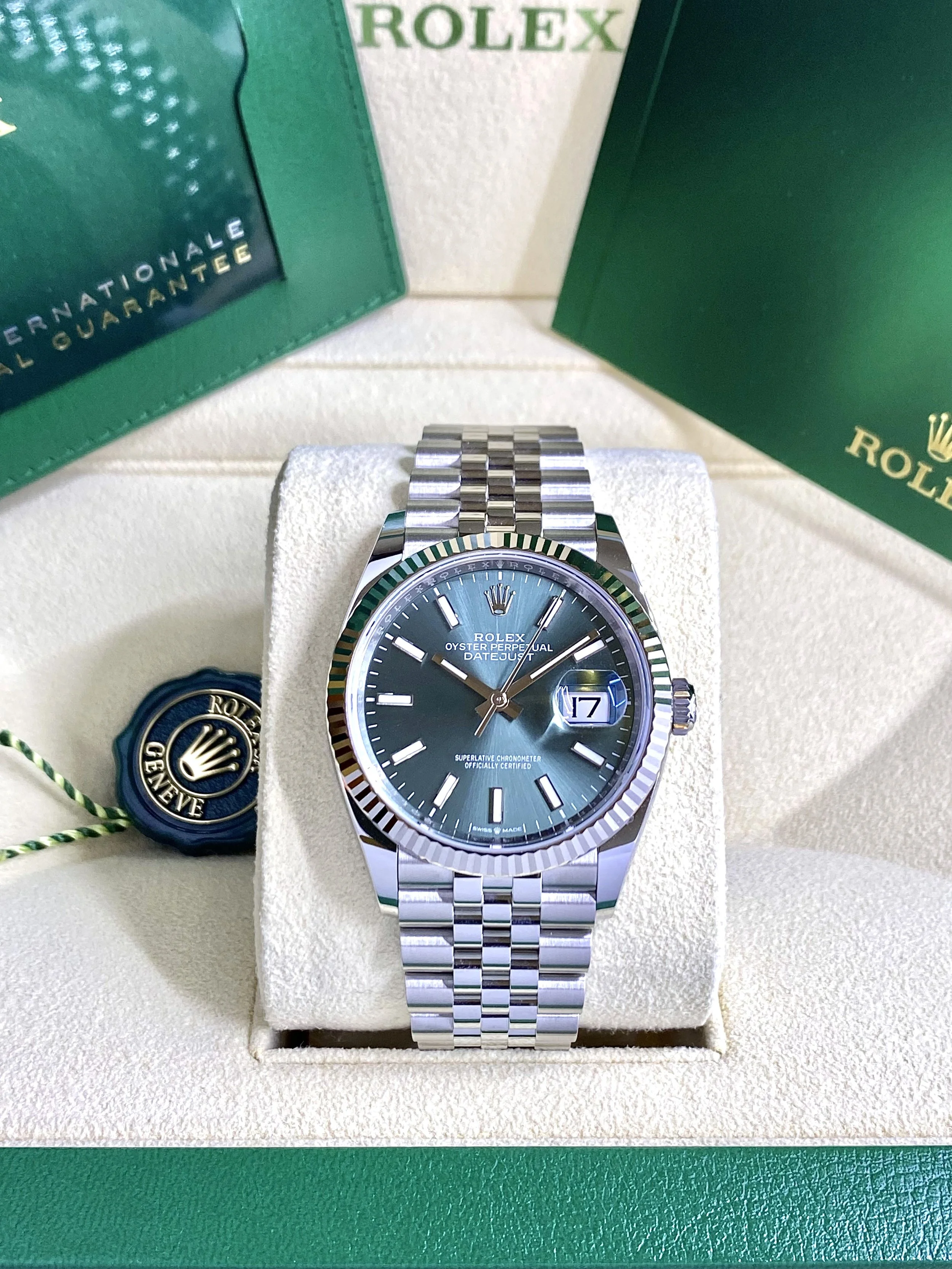 Rolex Datejust 36 #126234 - Mint Green Dial - Box & Papers