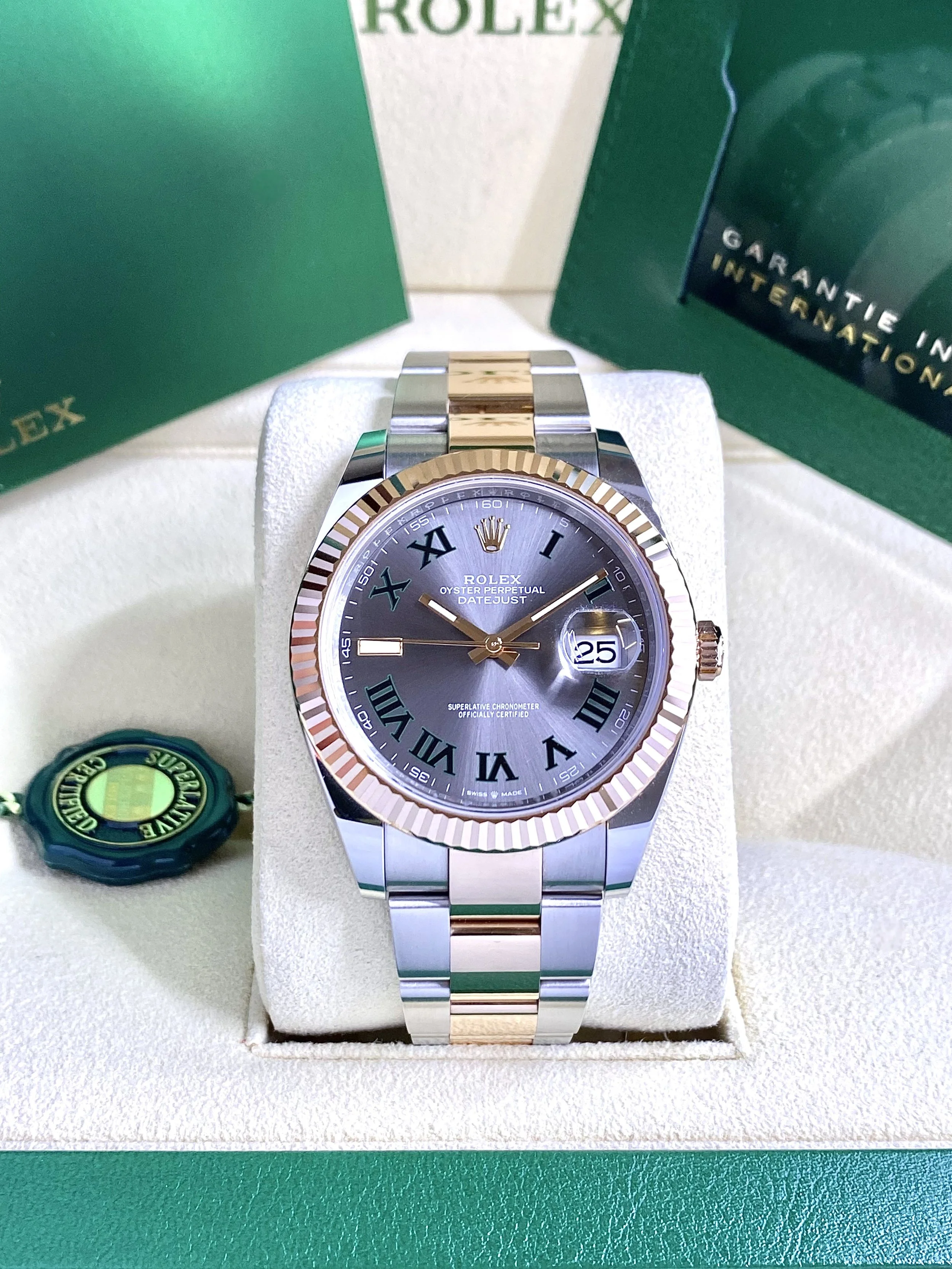 Rolex Datejust 41 #126331 - Steel & 18k Rose Gold "Wimbledon" - Box & Papers