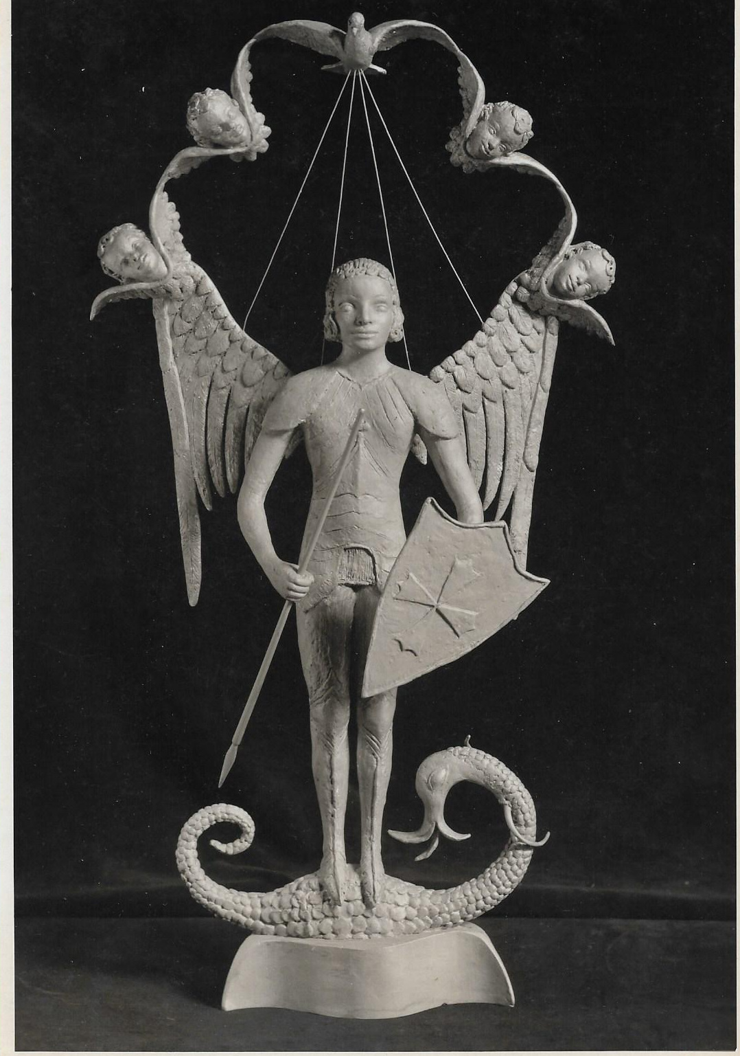 St. Michael with Angels statuette- bronze silver, London 1947