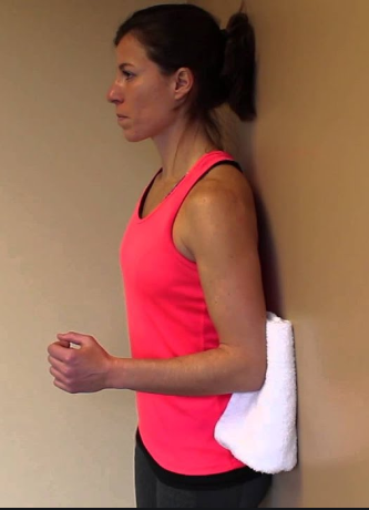 Shoulder isometric extentions - Press elbow into wall, hold for 5-10 seconds