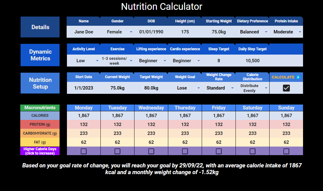 Nutrition Calculator
