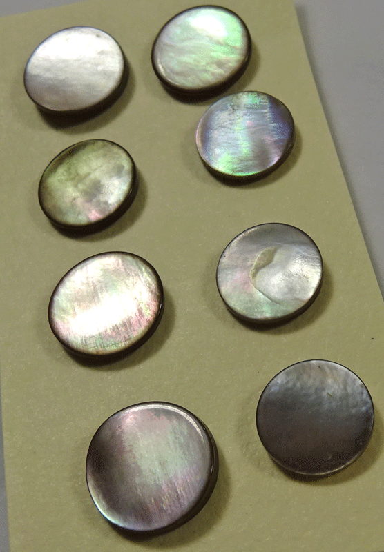 Set of 8 small smokey pearl grey buttons
