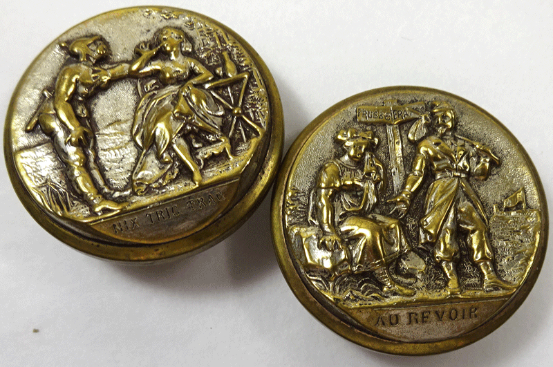 Pair of large picture buttons, re Franco-Prussian war