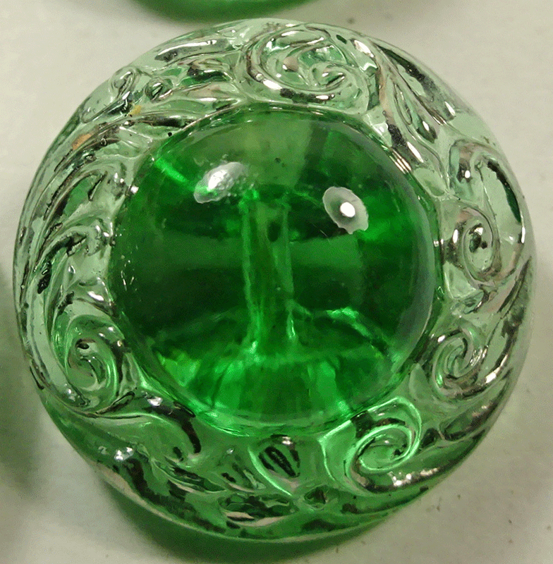 Green glass dome, molded rim