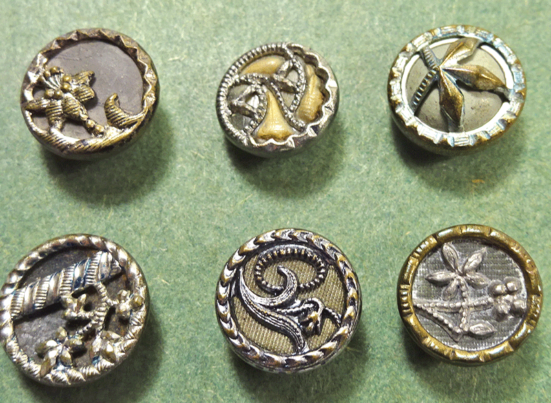 Set of 6 Austrian tinies - silvery grey tones