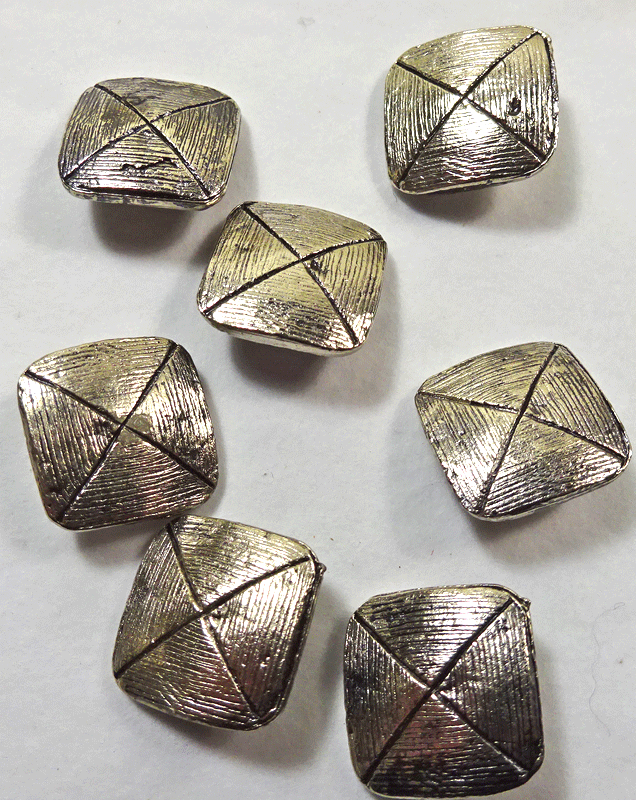 Set of 7 small square metal buttons