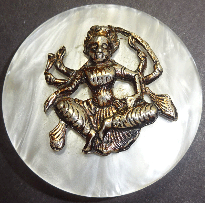 Large white plastic with metal Hindu goddess