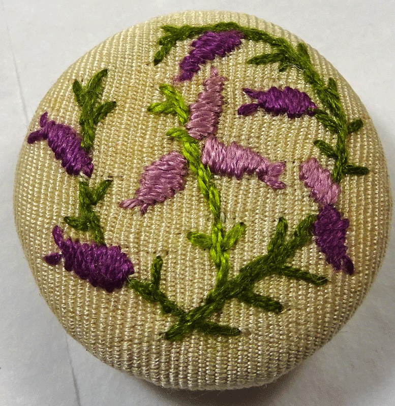 Hand embroidered violet flowers