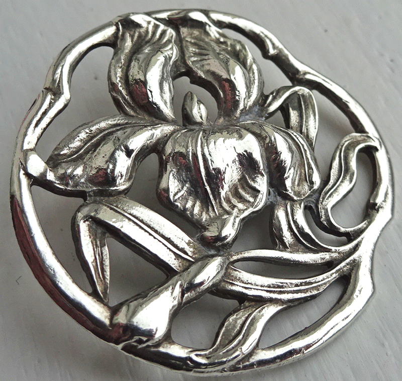 Silver Art Nouveau style Iris flower, Chester 1902