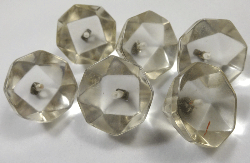 Set of 6 chunky clear lucite, metal shank