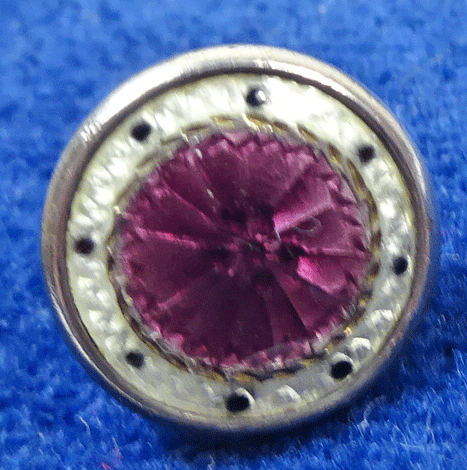 Small purple and white enamel dress button