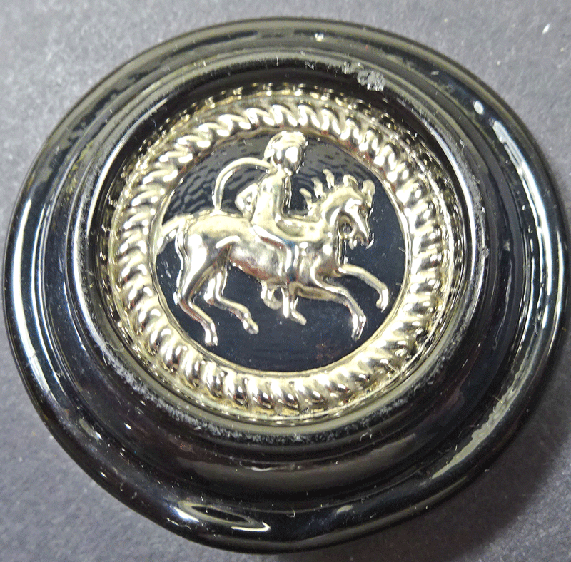 Large Bimini black glass horse and rider