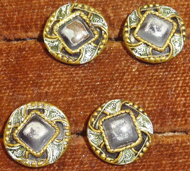 Set of 4 small painted metal, square centre