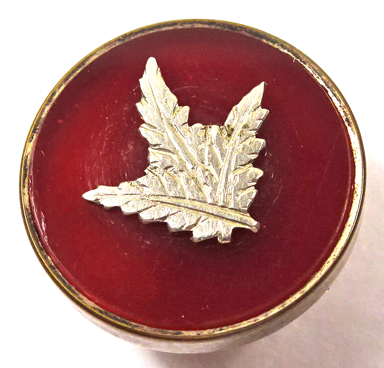 Agate stud button overlaid with silver leaf