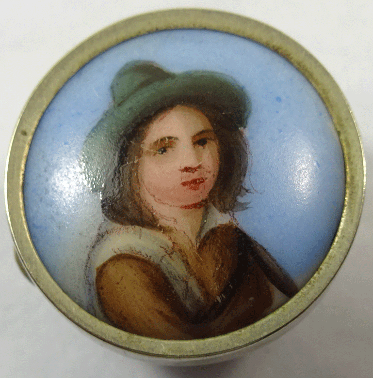 Ceramic portrait on a Wests Patent solitaire