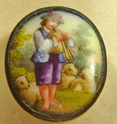 Oval ceramic stud - shepherd boy