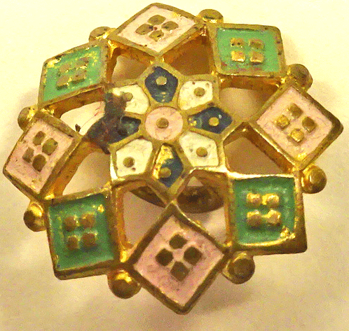 Small painted gilt metal, pink and green